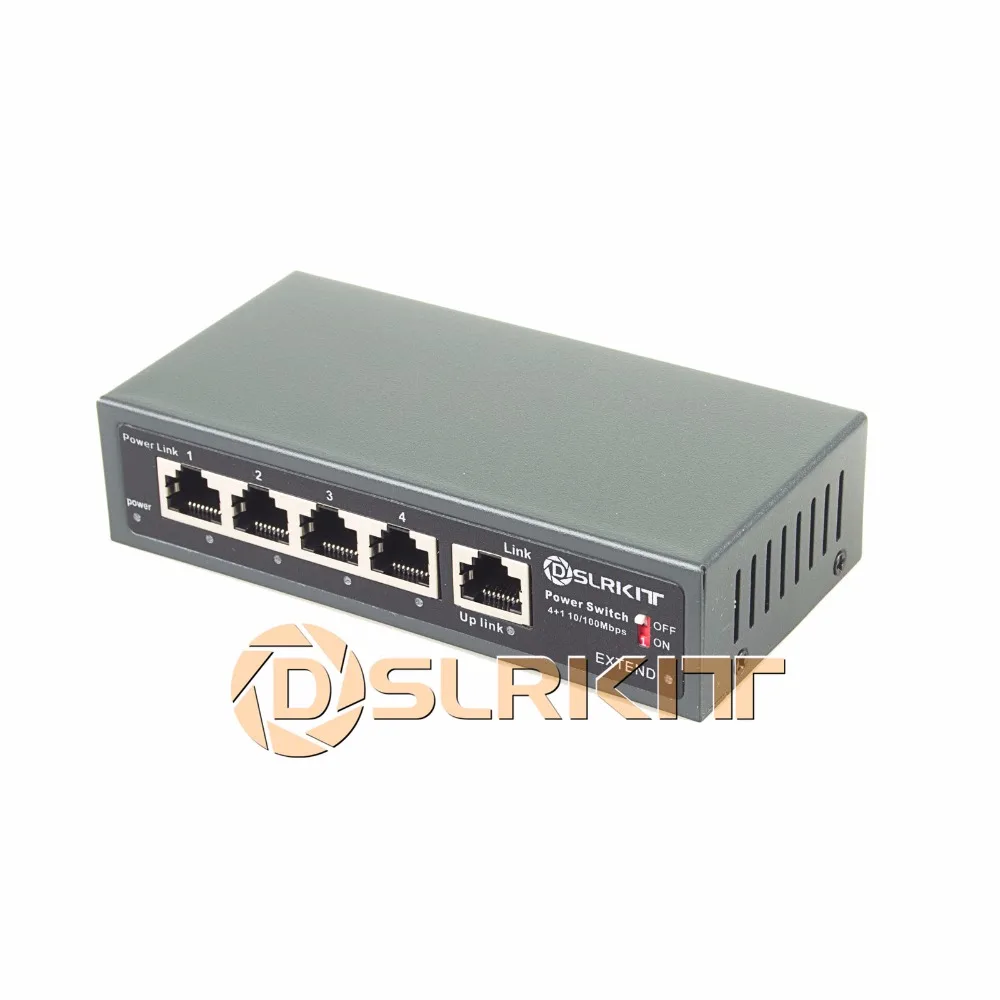 6 Ports 4 PoE Injector Power Over Ethernet Switch without Power Adapter 250meter 