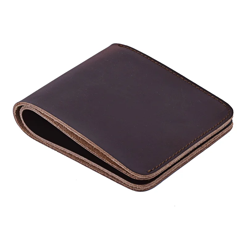 

Genuine Leather Men Wallet Crazy Horse Purses Vintage Short Slim Wallet Card Holder