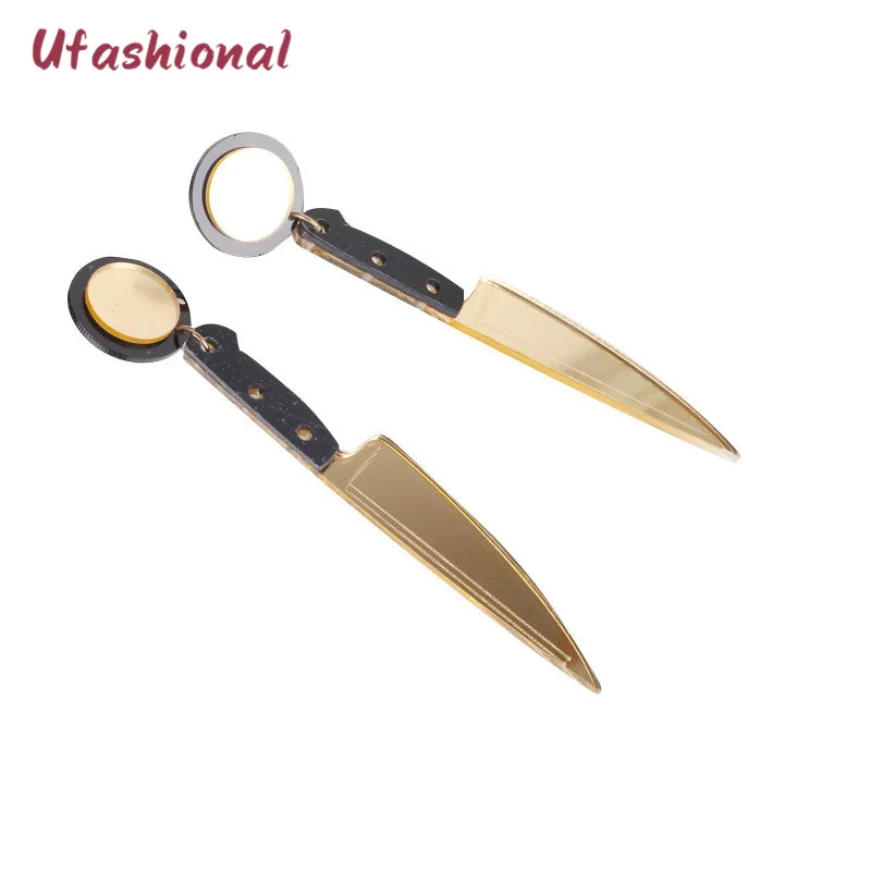 

Fashion Ethnic Handmade Long Drop Earrings For Women Zinc Alloy Acrylic Knife Accessories Pendientes Mujer Moda Feminino Jewelry