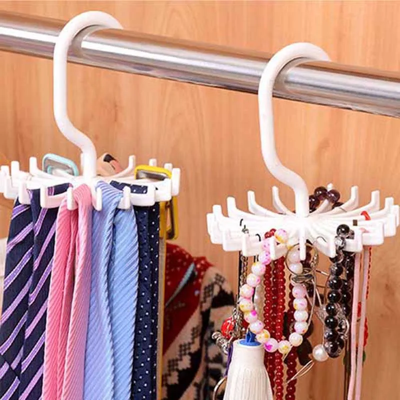 Rotating 20 Hooks Belt Neck Men Tie Holder Rack Hanger Organizer Space