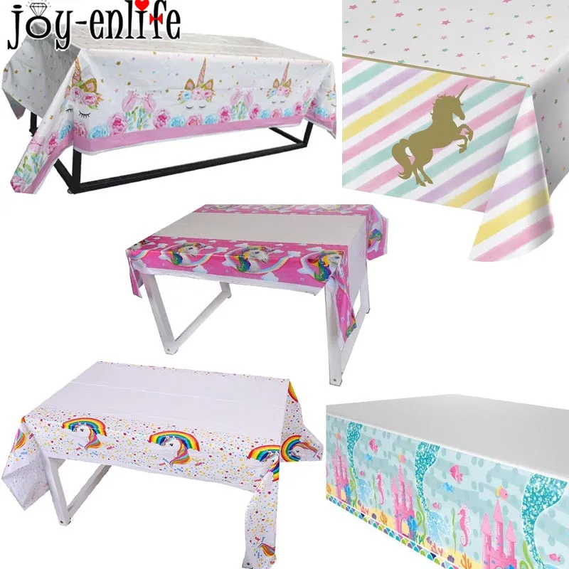 JOY-ENLIF Kids 1st Birthday Party Tablecloth Unicorn Party Disposable Tablecloth Baby Shower Party Decoration Table Cover Runner