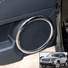 Для автомобиля Jeep Compass Patriot межкомнатных дверей стерео Динамик кольцо обрамление с хромированной отделкой 2008- Рамка автомобиль Средства для укладки волос Стикеры
