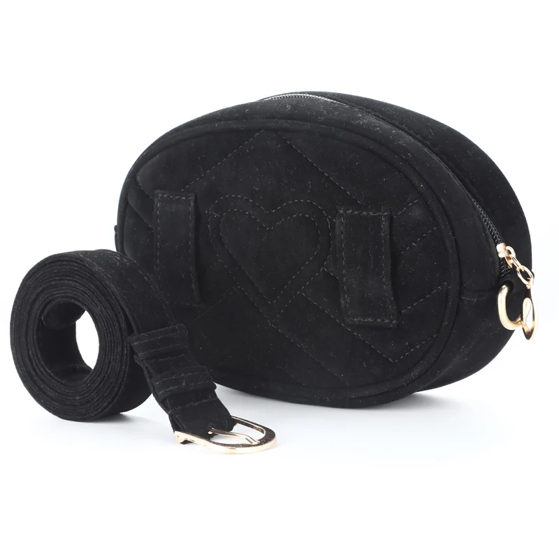 Женская поясная сумка, новая сумка для женщин, поясная сумка, женская сумка с круглым ремнем, роскошная брендовая Новая модная дизайнерская Высококачественная Вельветовая сумка - Цвет: Черный