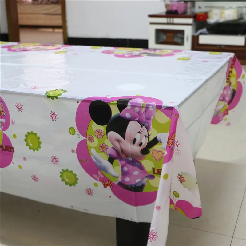 180*108 cm 1pc Minnie Mouse Theme Table Cloth for Kids Happy Birthday Party Decoration Table Cover Event Party Supplies