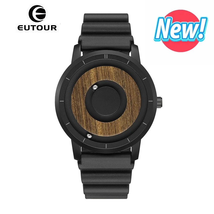 

Newest EUTOUR Watch Men Minimalist Leather Strap Mens Watches Magnetic Ball Show Quartz Watches Fashion Male Clock Wristwatches