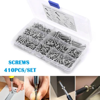 

410Pcs/Set M3/M4/M5 Mixed Micro Screws Round Head Self-tapping Electronic Wood Screw Kit QJS Shop