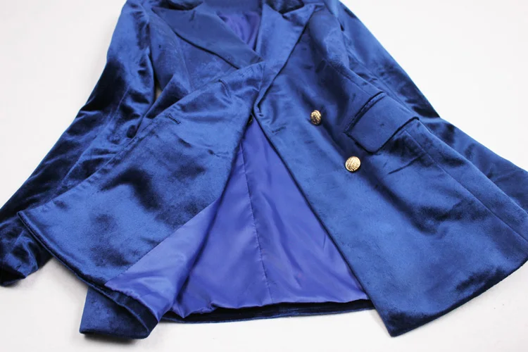 Velvet Pants Suit Women Elegant Autumn Winter Luxury Brand Jacket+Pants Set For Wedding Formal Office Ladies Business Wear Blue