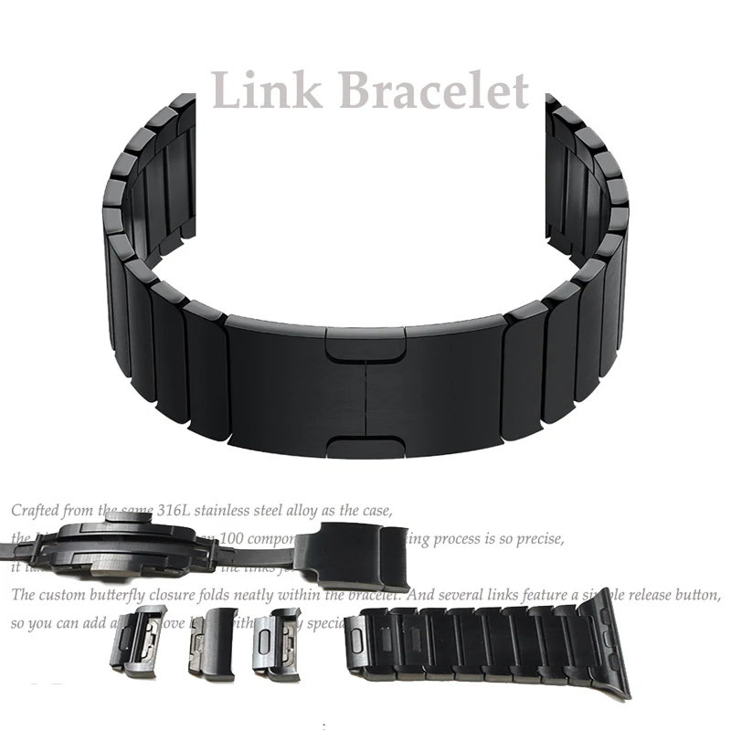 Watch Strap Double Button Folding Clasp for Apple Watch 4 3 2 Replacement Stainless Steel Band For iwatch 38 or 44mm 42 or 44mm