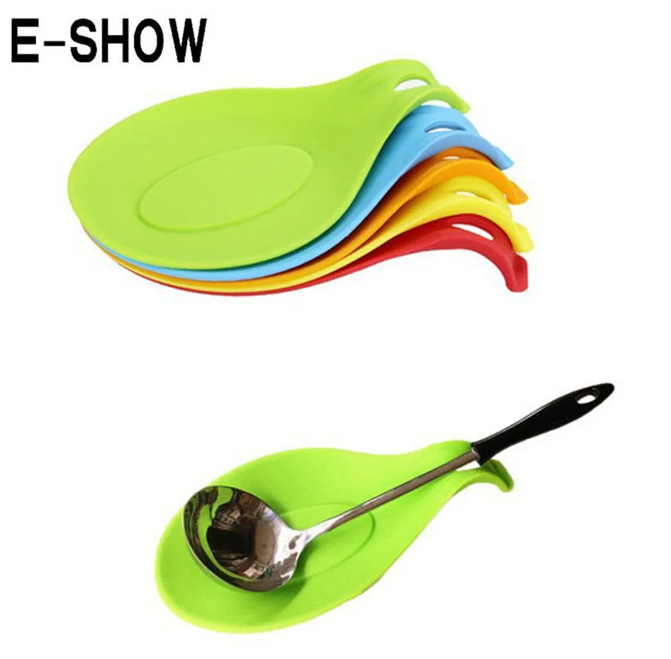 Silicone Spoon Rest Kitchen Gadgets Non-stick Food Grade Silicone Spoon Rest Spatula Holder Cooking Tools Spatula Brush Mat (1)