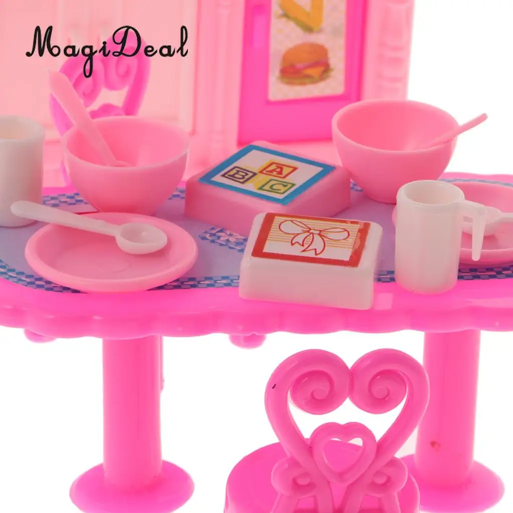 MagiDeal الساخن 1:12 أثاث المطبخ 1 مجموعة طاولة طعام المطبخ مجلس الوزراء الأطفال مسرحية لعبة ل دمية الجدة هدية
