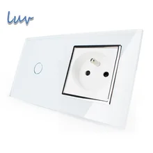 16A французский стандарт, настенная электрическая/розетка питания, стандарт ЕС, сенсорный выключатель, Хрустальная стеклянная панель VL-C701-11/VL-C7C1FR-11