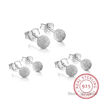 

2018 New Ball Shaped 100% Real 925-Sterling-Silver Stud Earrings Fine Jewelry For Women Girl Gift LMEY233 LMEY234 LM235