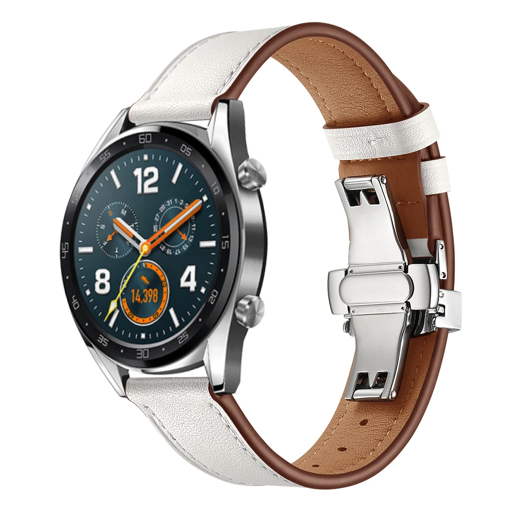 

Women's Genuine Leather Watchband For Huawei GT Honor Magic 22mm Fashion Elegant Bracelet Straps Butterfly Clasp Watch Band