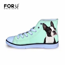 Кеды forudesigns для детей; прогулочная обувь для мальчиков и девочек; забавная спортивная обувь для фитнеса с принтом Бостонского терьера; высокие ботинки на плоской подошве