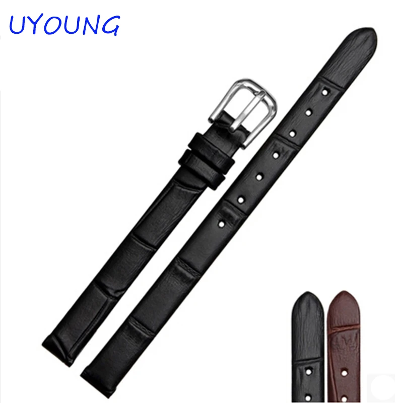 6 мм, 8 мм, 10 мм, 12 мм, черный женский дизайн, прочный браслет из натуральной кожи, женский ремешок для часов