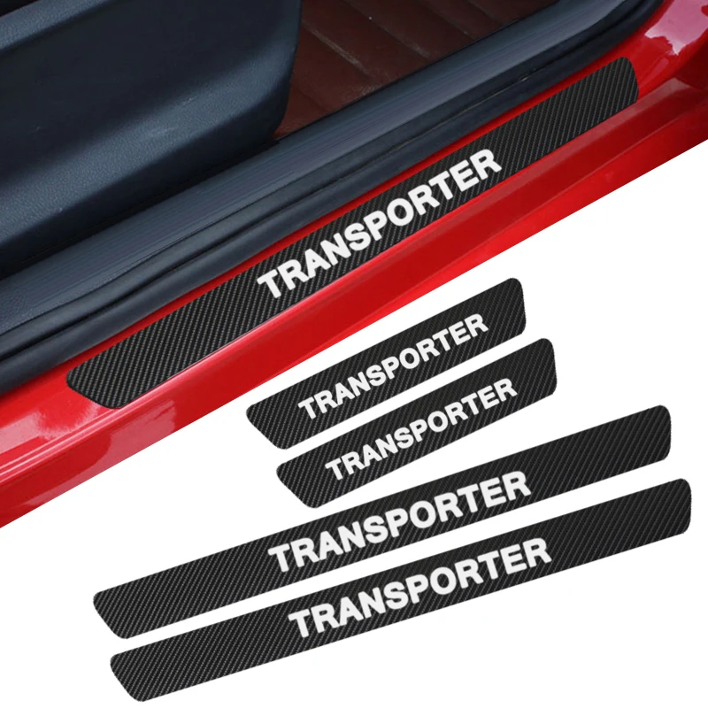 

Car Carbon Fiber Protect Sticker Look Car Door Plate sill scuff welcome pedal threshold Cover for Volkswagen TRANSPORTER Sticker