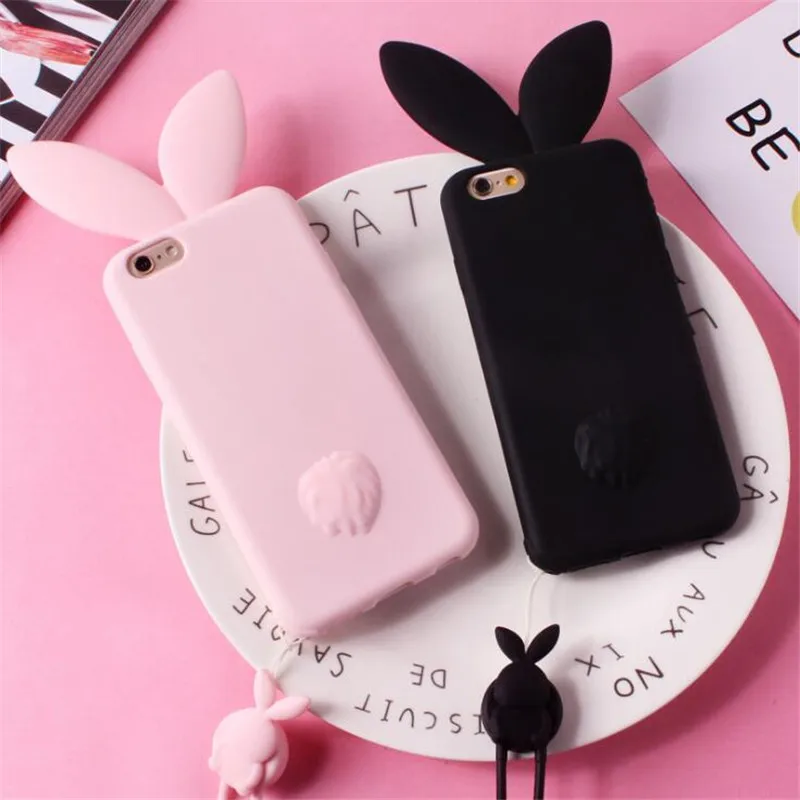 Новый 3D с милыми заячьими ушками для iphone 8 7 плюс мягкий силиконовый iPhone 6 6S 5 5S SE