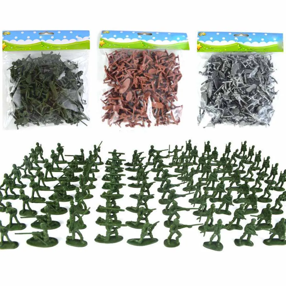 

100 Pcs Mini Soldiers Model Military Army Men Action Figures Toys Military Plastic Toy Kit Random Color