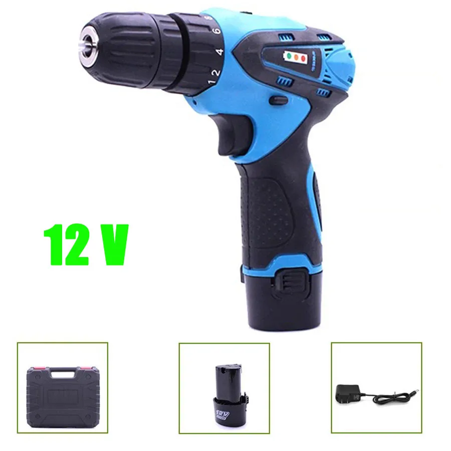 

VOTO Battery Rechargeable Cordless Drill Electric Screwdriver Set Lithium Power Tools Screw Gun Driver 12V Blue With Case 2018