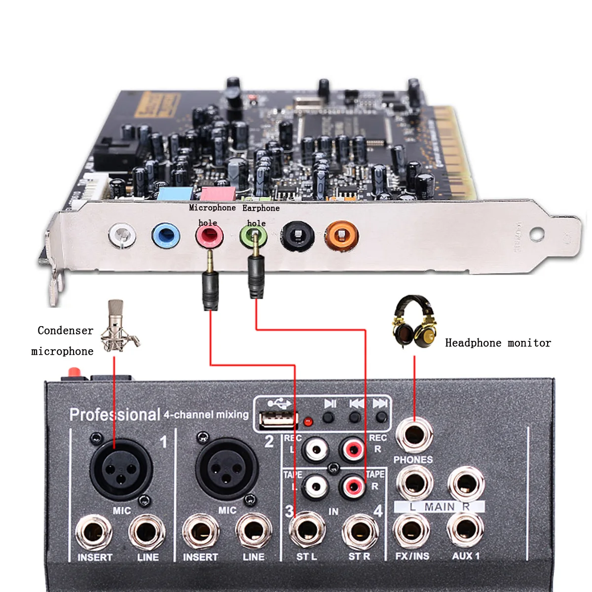 Мини Портативный аудио микшер с USB DJ звук микшерный пульт MP3 Jack 4 канала караоке 48 в усилитель для караоке KTV матч Вечерние