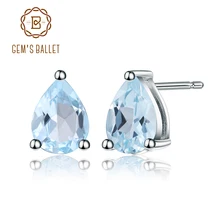 Gem's Ballet 5*7 мм 1.68Ct натуральный Небесно-Голубой топаз драгоценный камень серьги гвоздики 925 пробы серебро модные украшения для женщин