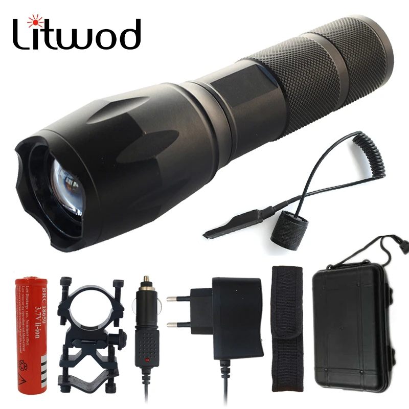 Litwod Z20 XM-L L2 светодио дный тактический фонарь 5000LM масштабируемой факел для охоты свет + аккумулятор + удаленного коммутатора + Зарядное