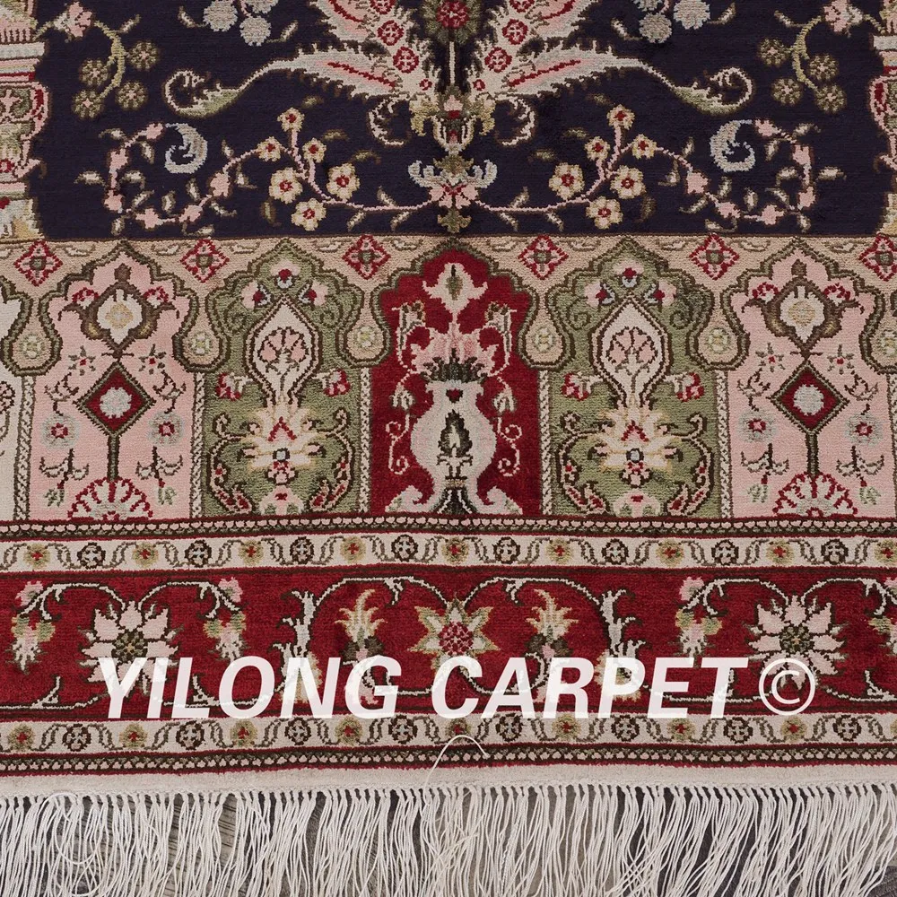 YILONG 3'x5' персидский ковер ручной работы Шелковый Синий изысканный античный напольный ковер(YHW322B3x5