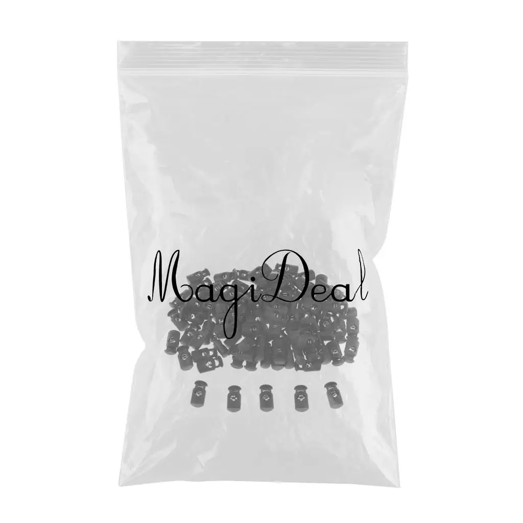 100 Piece Single Hole Barrel Cord Lock Stoppers Toggles Spring End DIY Findings Fastener Supplies Slider