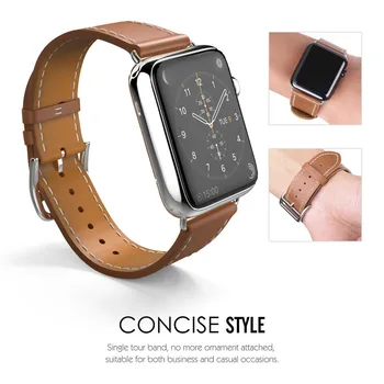 

Classic Smartwatch Wrist Band For Apple Watch Series 3 2 1 Strap Square Metal Buckle Leather Watchbands For i watch 38mm 42mm