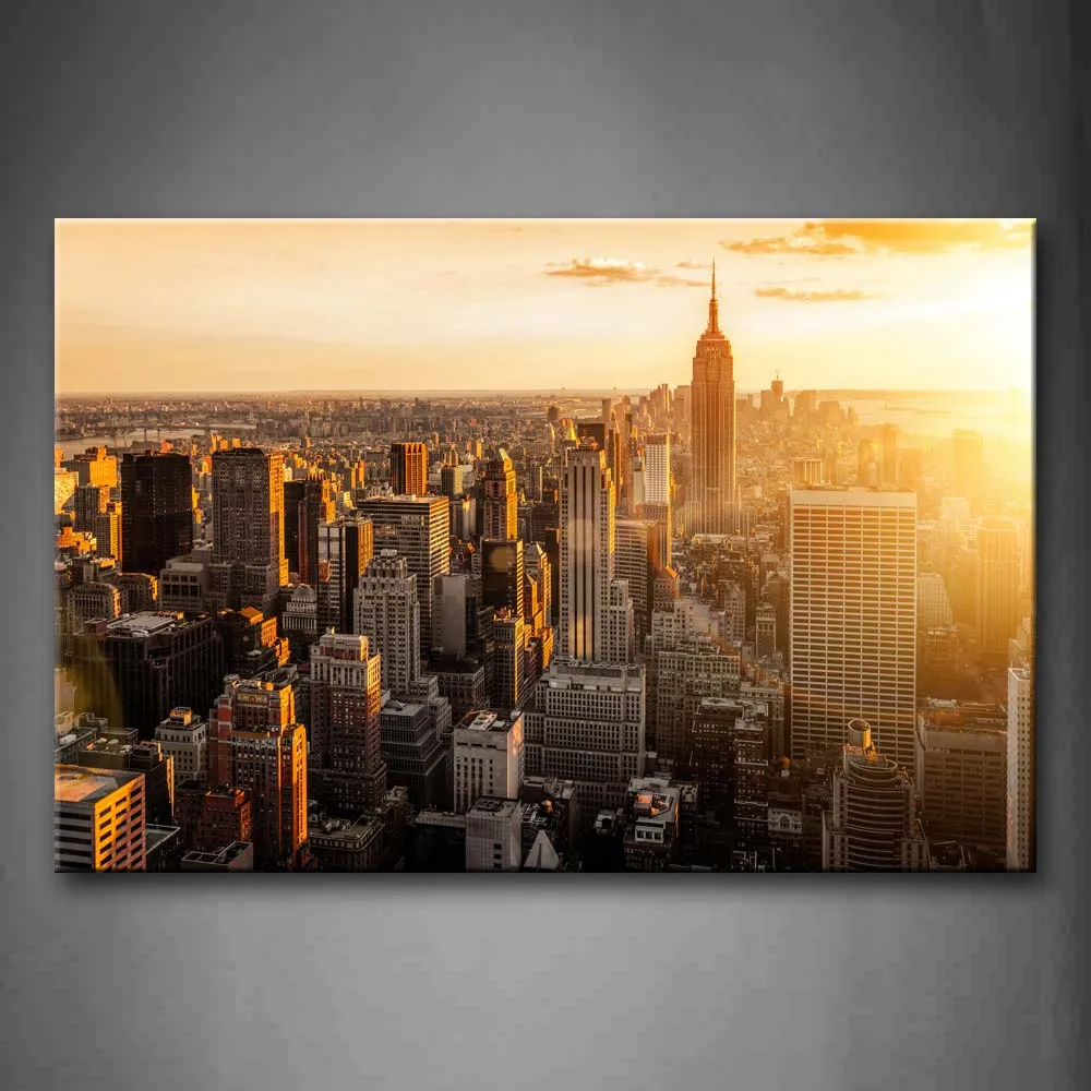 

Unframed Wall Art Pictures Sky Tall Buildings New York Canvas Print Modern City Posters Without Frames For Living Room