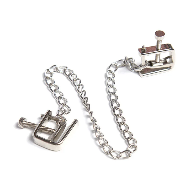 

Chastity Locks connection nipple clip with long chain metal Clamps breast Bondage Restraints Virginity Lock