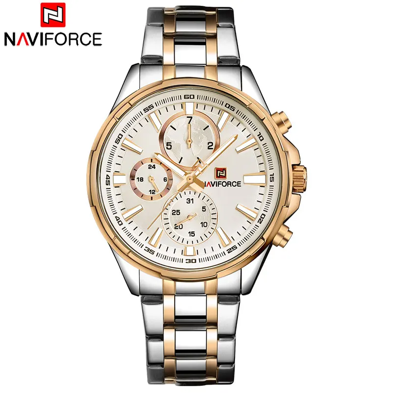 Часы наручные NAVIFORCE Мужские кварцевые брендовые Роскошные повседневные