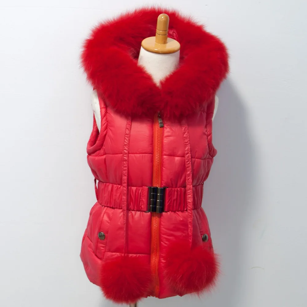 Стиль, хлопковый жилет, бренд Fox Fur Trim hood and poms для детей