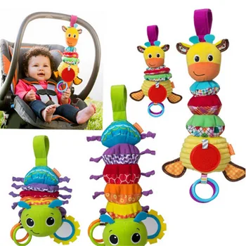 

Caterpillars Sound Hanging Baby Rattles with Teethers Colorful Anilam Stroller Bed Car Hang Toy Baby Musical Bug G0326