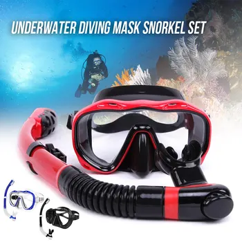 

High quality Underwater Full Dry Breathing Tube Diving Goggles Toughened Glass Mask Suit Diving Mask Snorkel Glasses Swim Set