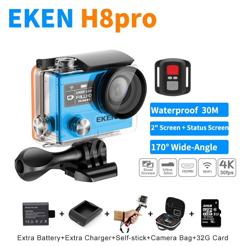 

100% Original EKEN H8 Pro Ultra 4K/30fps Ambarella 1080p Action Camera Go Waterproof Sport Camera Go Pro Style Welding Mask