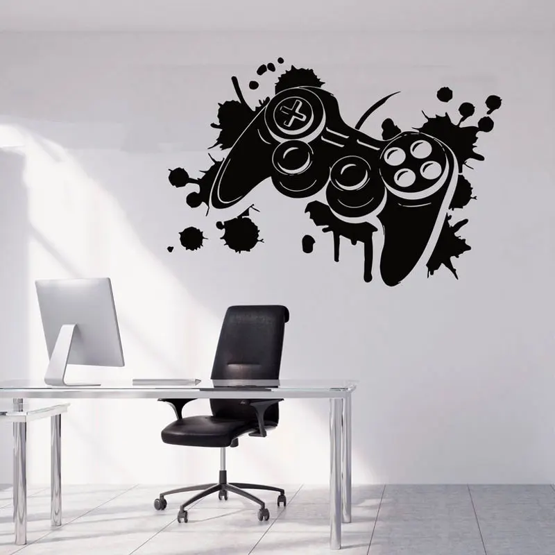 

Game Controller Wall Sticker Vinyl Interior Home Decor Boys Room Playroom Decals Video Game Gamepad Poster Removable Murals A166