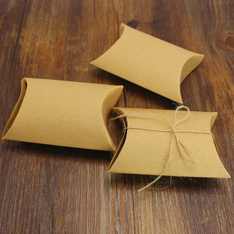 

Rustic craft wedding favor box pillow box favor with hemp rope party gift boxes