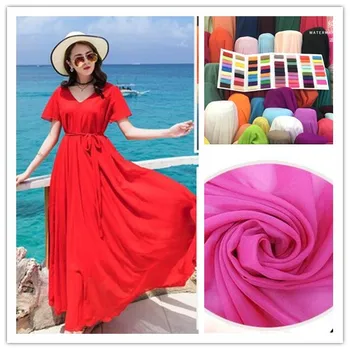 

10Meters 100% Polyester Chiffon Apparel Fabric For Silk Dress Scarf Skirt Georgette Curtain Silky Soft Fabric Background Cloth