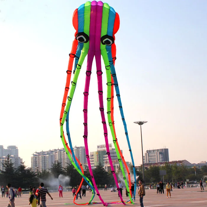 Professional Sports 23 m Power Software Rainbow Octopus Kite/ Fish Kite