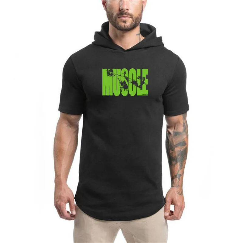 

Футболка мужская хлопковая с капюшоном, с коротким рукавом