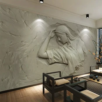 

3D Stereo Embossed Figure Photo Mural Wallpaper Living Room Bedroom Modern Retro Home Decor Wall Painting Papel De Parede Sala