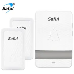 Saful белый Беспроводной дверной звонок без батареи Водонепроницаемый 150DB звук дистанционного EU/US Smart дверной звонок с 2 кнопки + 1 приемник