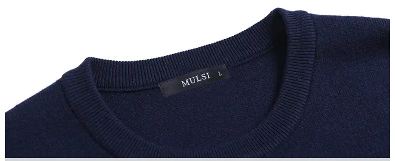 Dropshipping Sweater Men Pullover Merino Wool O Neck Men Sweater Jumper Spring Autumn Winter Warm Woolen Male knitwear Navy 3XL03