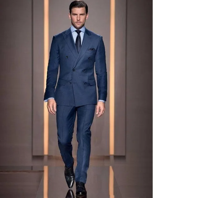 Abiti da sposo blu scuro stile italiano abiti da uomo smoking doppio petto  Slim Fit abiti da festa per uomo giacca da sposo (giacca +  pantaloni)|Suits| - AliExpress