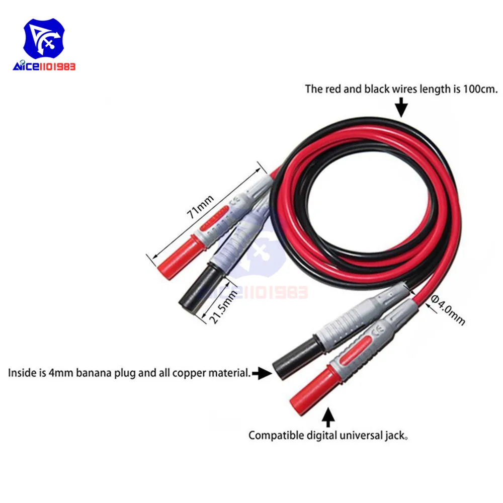 2X P1032/P1033 Silicone Banana to Banana 4mm Plug Test Cable for Multimeter 