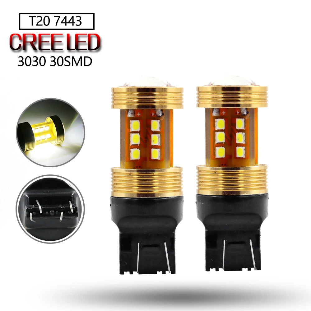 2xhigh яркий T20 7443 580 30LED Cree чип SMD3030 стоп-сигнал стробоскоп светодиодный свет 12В-24В