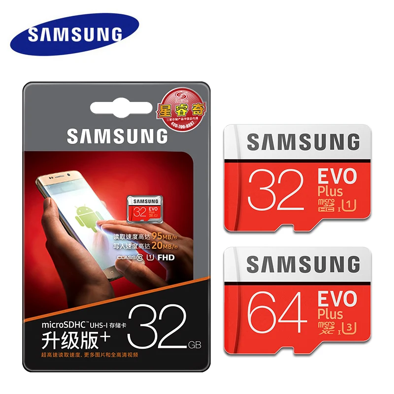 SAMSUNG Micro SD карты памяти EVO+ 128 Гб 64 Гб оперативной памяти, 32 Гб встроенной памяти, 95 МБ/с. 100 МБ/с. C10 SDHC/SDXC U1 U3 TF Card 64 г 32 г карты