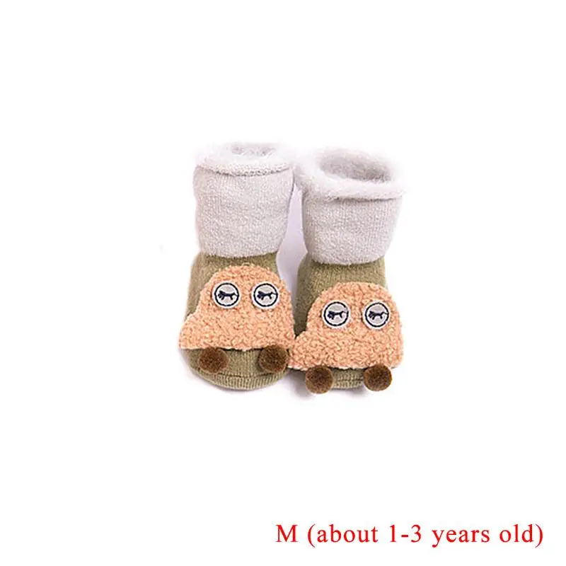 1 пара милых бархатных зимне-осенних детских носков для маленьких мальчиков и девочек Теплые махровые Тапочки для малышей детские Нескользящие - Цвет: F
