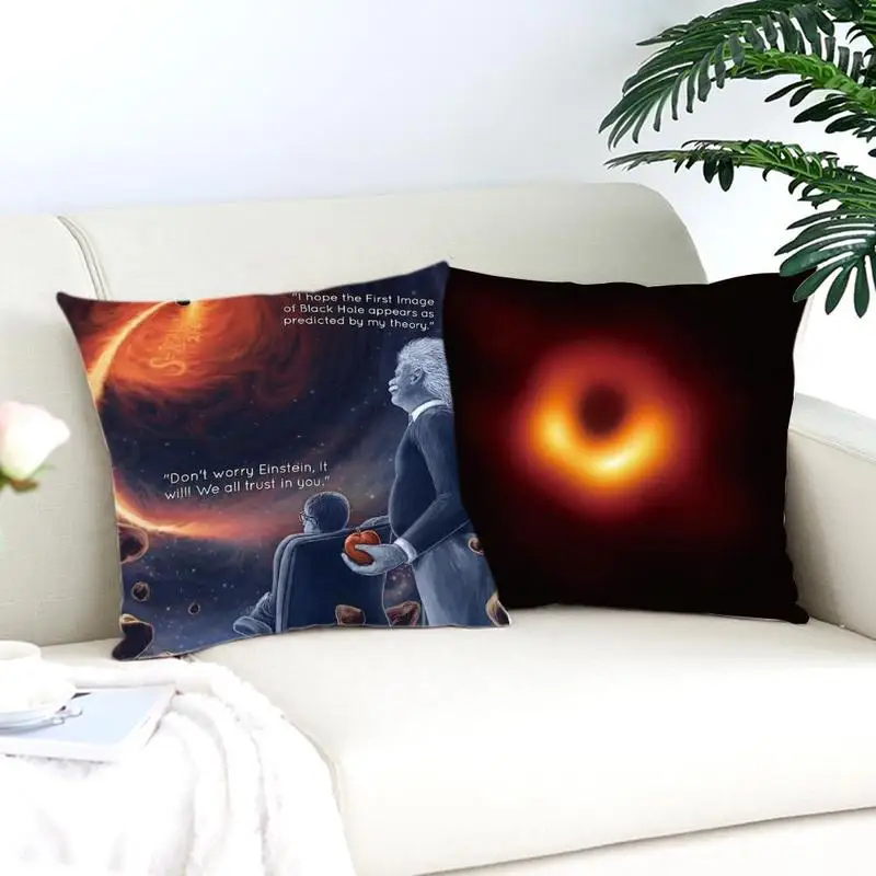 

45*45 Pillow Case Black Hole And Einstein Printed Pillow Cover Creative Design Throw Cotton Pillow Case Poszewki Na Poduszki